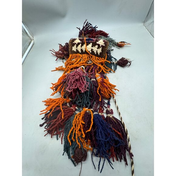 Handwoven Wool Tribal Decorative Belt With Tassels table runner wall table decor - Picture 3 of 5